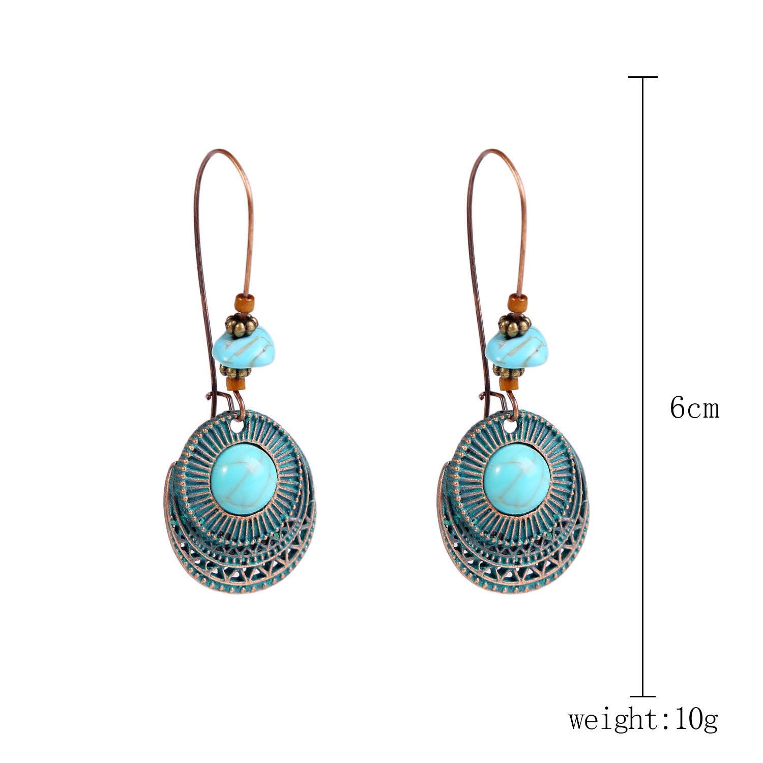 European And American Turquoise Earrings, Bohemian Vintage Style