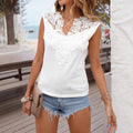 Women's Lace-Trim Sleeveless Top – V-Neck Pullover