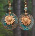 European And American Bohemian Double Layer Sunflower Earrings
