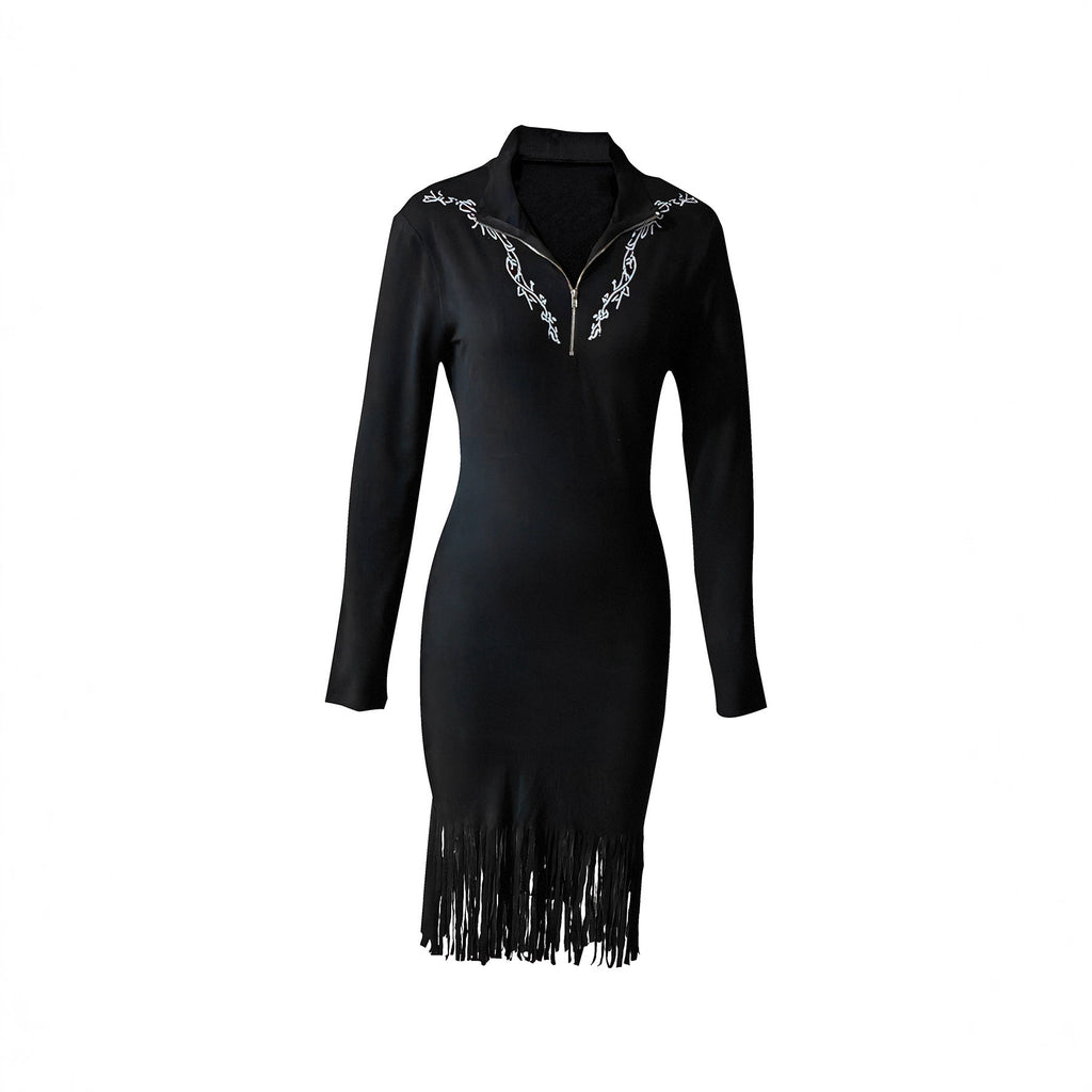 Women's Zipper Fringe Casual Dress