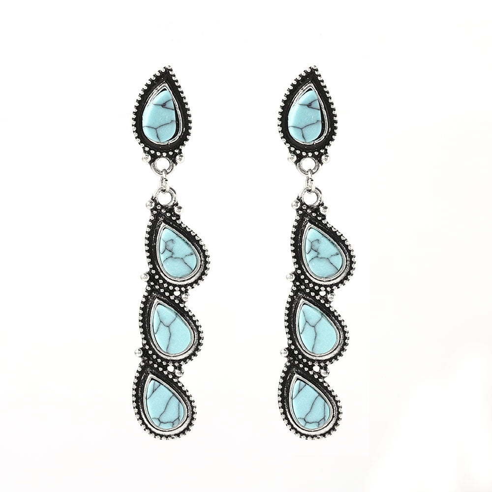 Creative tree leaf turquoise earrings jewelry