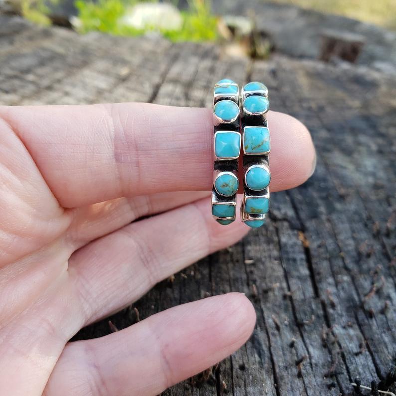 European And American Bohemian Inlaid Turquoise Earrings
