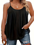 Pleated Keyhole Sleeveless Top
