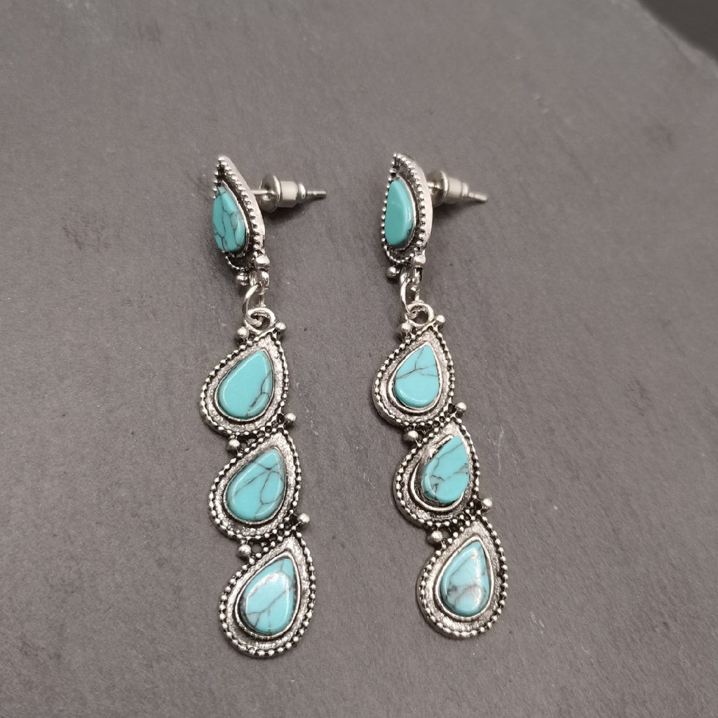 Creative tree leaf turquoise earrings jewelry