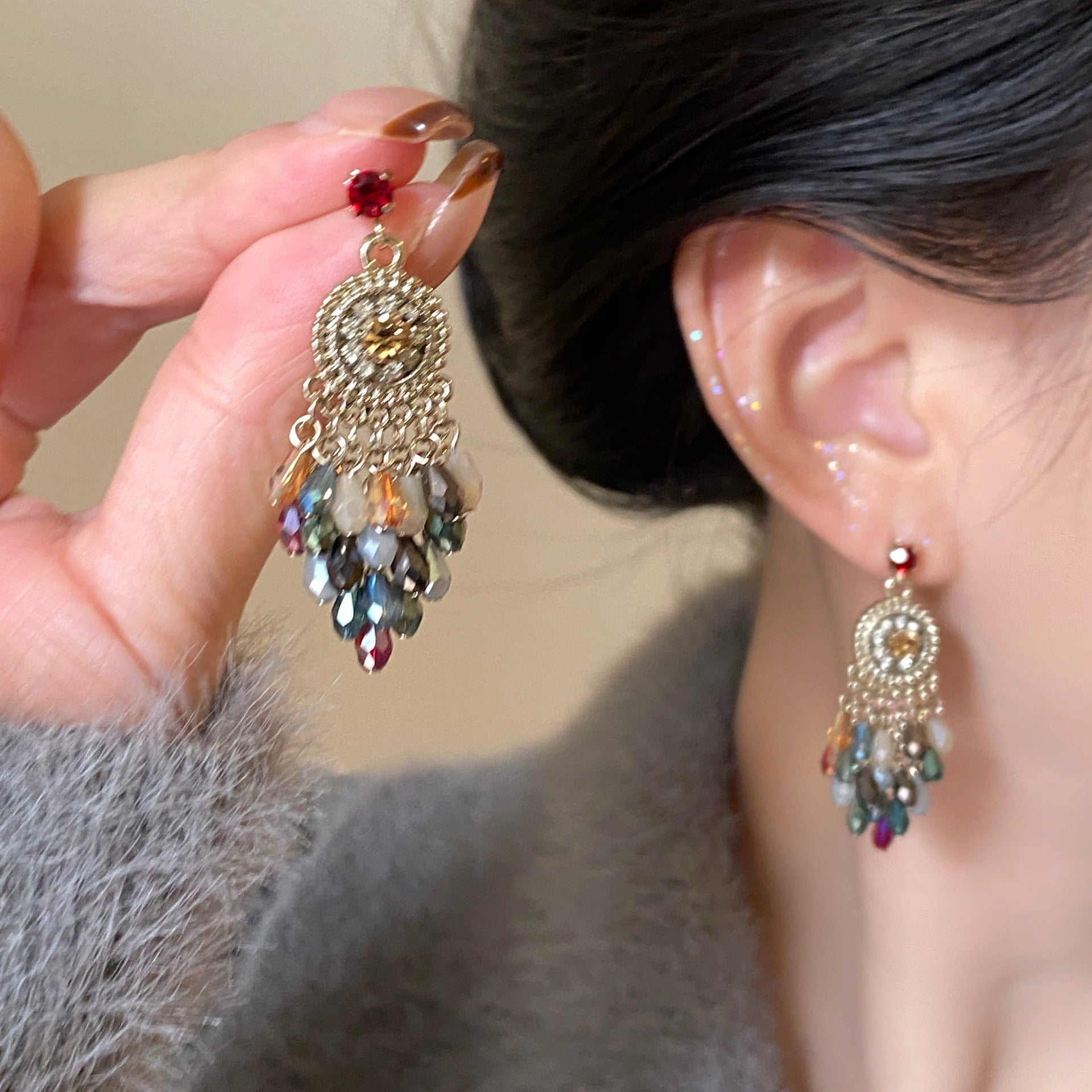 Bohemian Red For Women Zircon Earrings