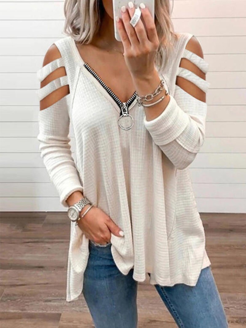 V Neck Shirtsleeves With Strapless Zipper