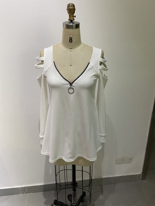 V Neck Shirtsleeves With Strapless Zipper
