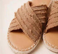 Flat Toe Tassel Plus Size Sandals Women One Word Flat Cross Slippers Women