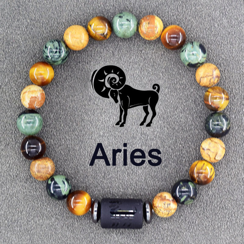 Twelve Constellations Bracelets Natural Stone Pendant Planet Birthday Gift