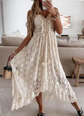 Lace Strap Solid Color Swing Maxi Dress