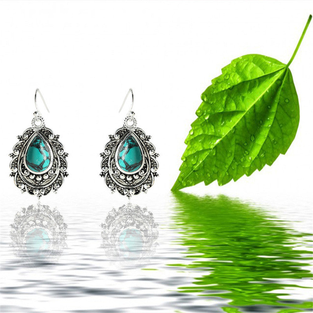 Turquoise Dripping Pear Shaped Earrings