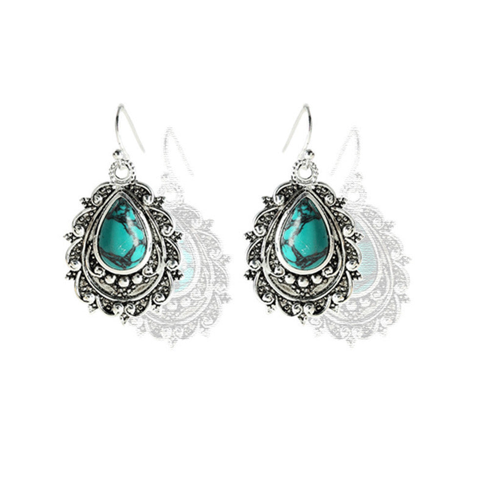 Turquoise Dripping Pear Shaped Earrings
