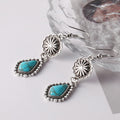Bohemian Vintage Carved Turquoise Long Earrings