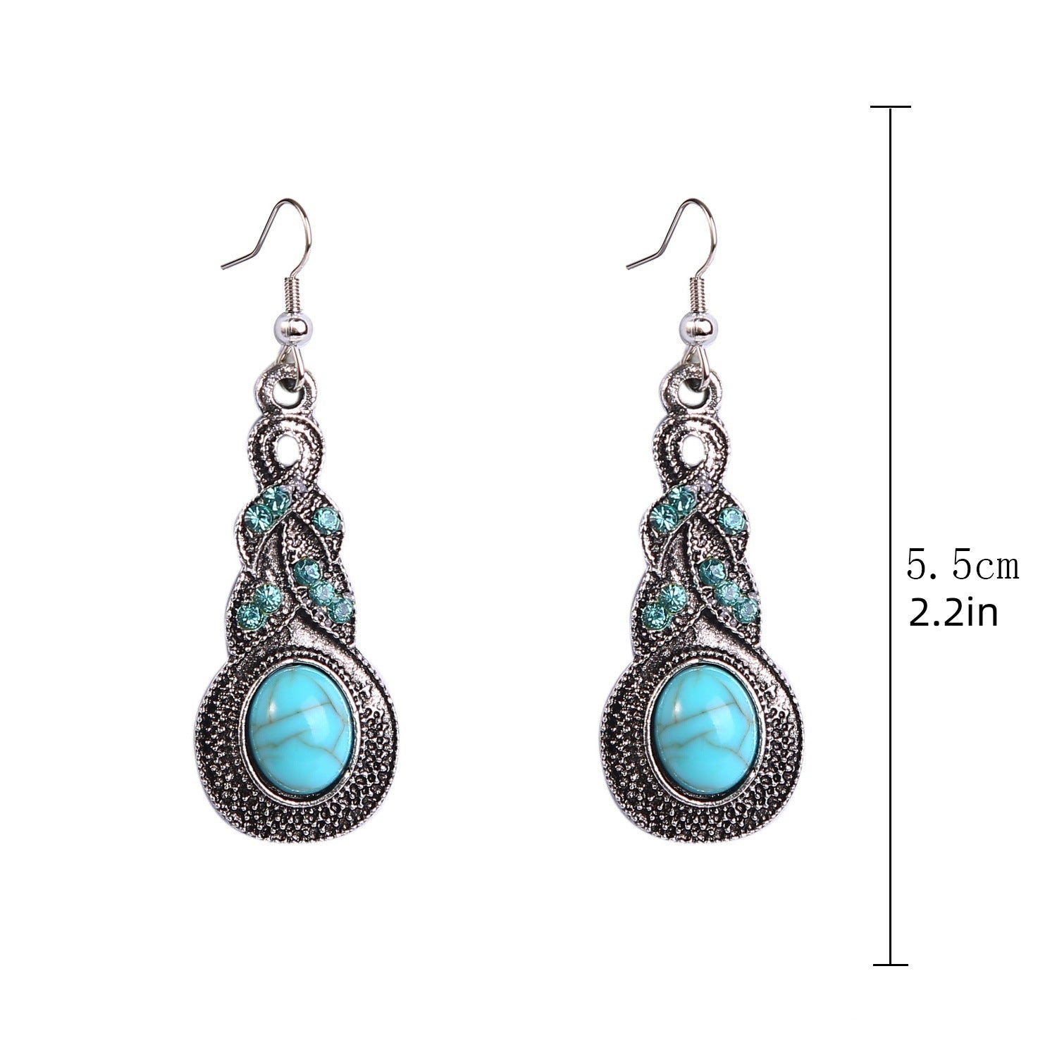 European And American Turquoise Earrings, Bohemian Vintage Style