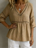 V-Neck Fringe Trim Top