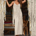 New Women's Sexy Fringed V-Neck Slim Slit Dress