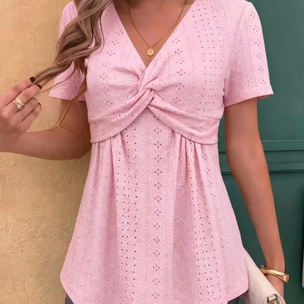 Women's Solid Color Simple Loose Round Neck Short Sleeve