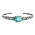925 Silver Plated Men's And Women's Bracelets Retro Pattern Inlaid Turquoise Bracelet
