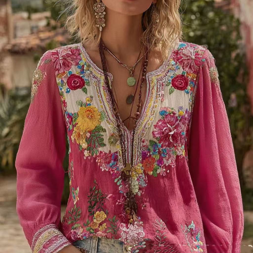 Womens Fashionable Loose-fit Printed Casual Shirt
