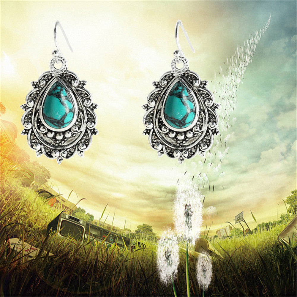 Turquoise Dripping Pear Shaped Earrings
