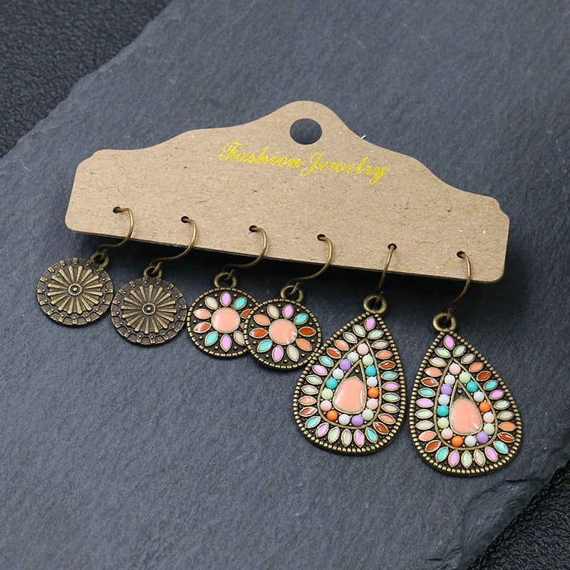 Bohemian style tassel earrings 3 set set