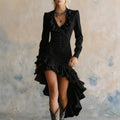 Ruffled No-wash Denim Fabric Dress