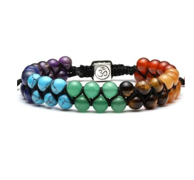 SevenChakra Natural Stone Handmade Braided Double Layer Lava Bracelets