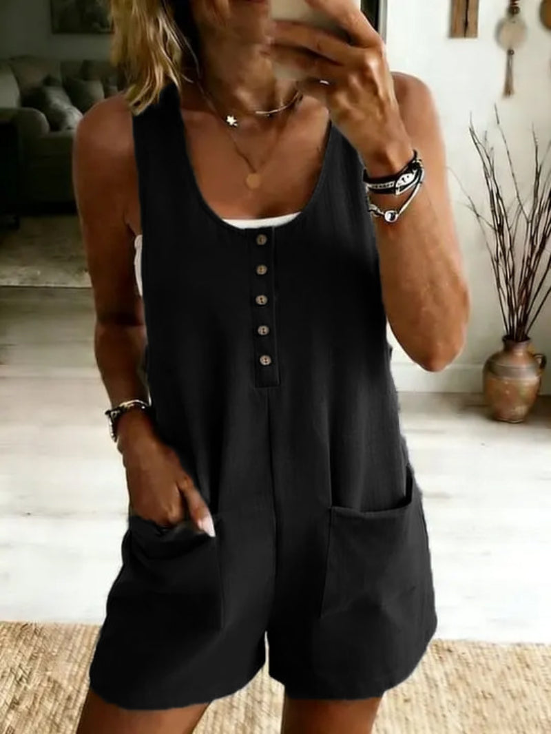 High-Waist Button-Front Jumpsuit