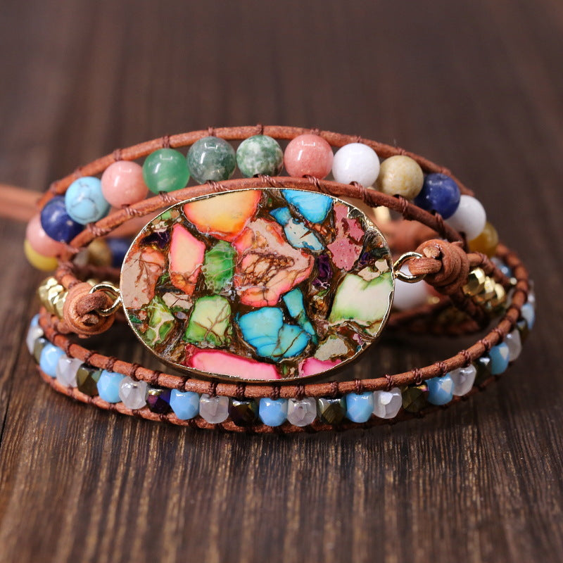 Color Turquoise Hand Woven Five-layer Hand String