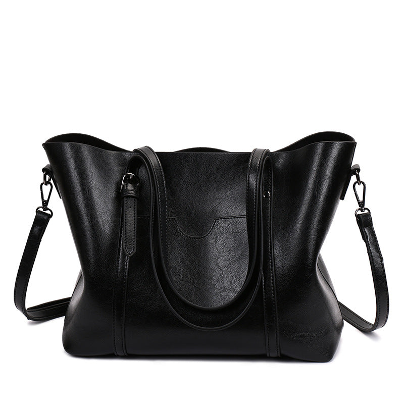 Promotion of 17 new fashion handbags bag retro all-match single shoulder bag simple oil wax portable Tote Bag