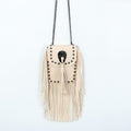 Sleek Soft Leather Studded Fringe Bag