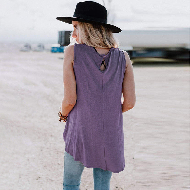 Summer new solid color top
