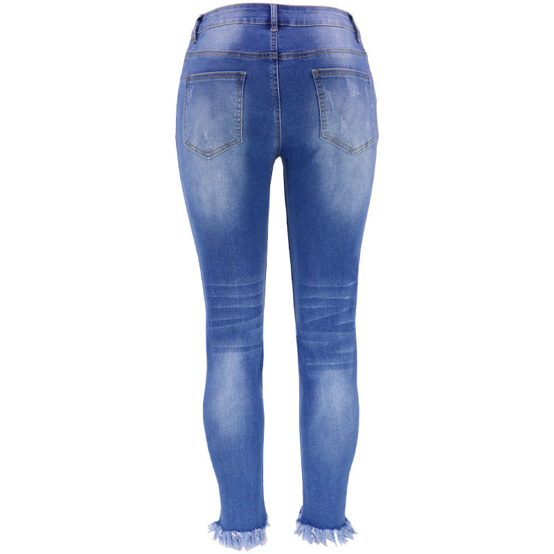 Summer Womens Ripped Skinny Denim Jeans