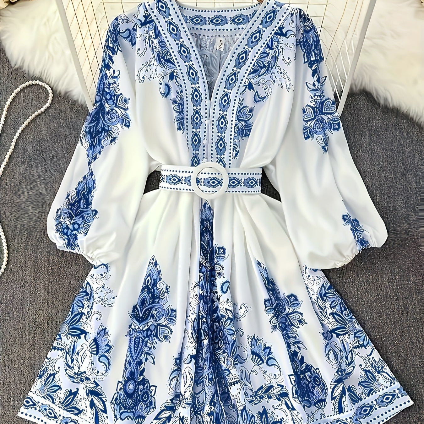 Women's Ethereal Bohemian Printed Dress – High-End Boho