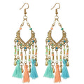 Bohemian Hollow Drop Oil Bead Long Earrings