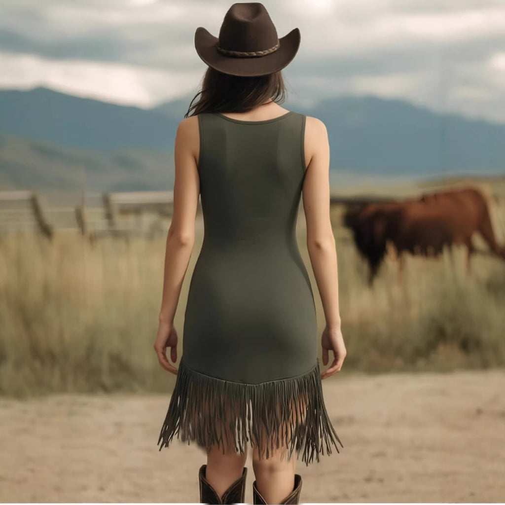 Women's Casual Tassel Dress – Fashionable & Fun