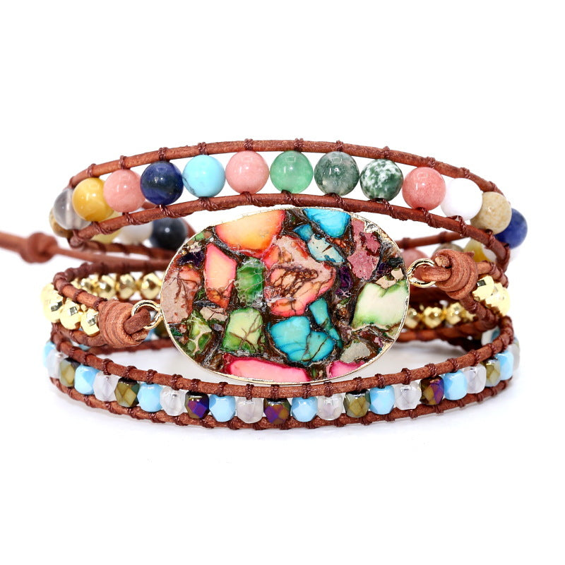 Color Turquoise Hand Woven Five-layer Hand String