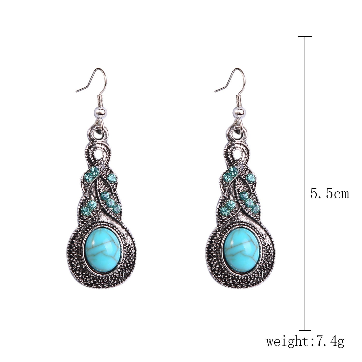 European And American Turquoise Earrings, Bohemian Vintage Style