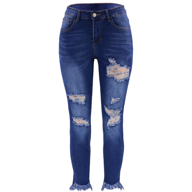 Summer Womens Ripped Skinny Denim Jeans