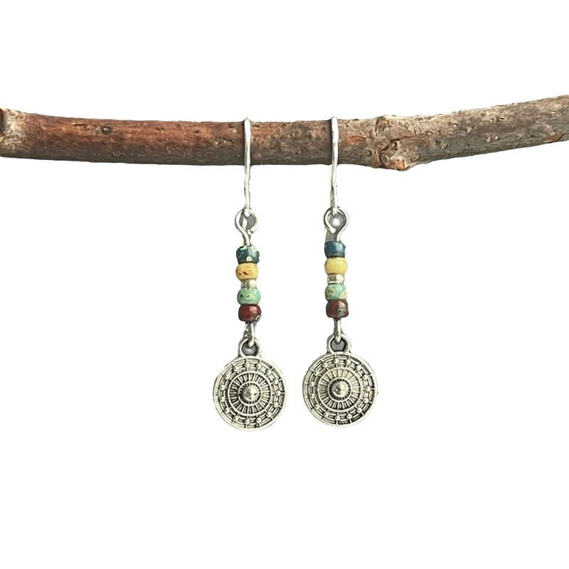 Bohemian Round Beaded Pendant Earrings Vintage