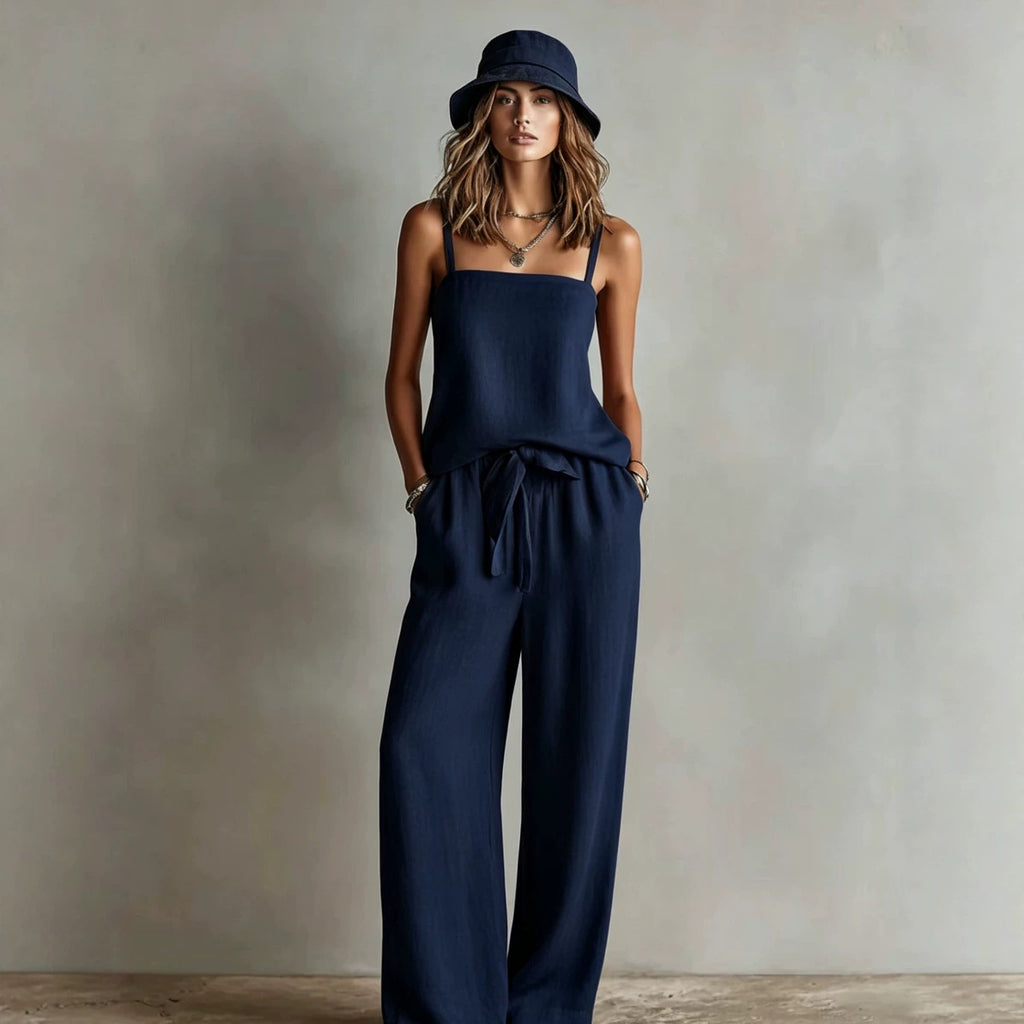 Women's Suspender Wide-Leg Pants Two-Piece Set – Casual Style