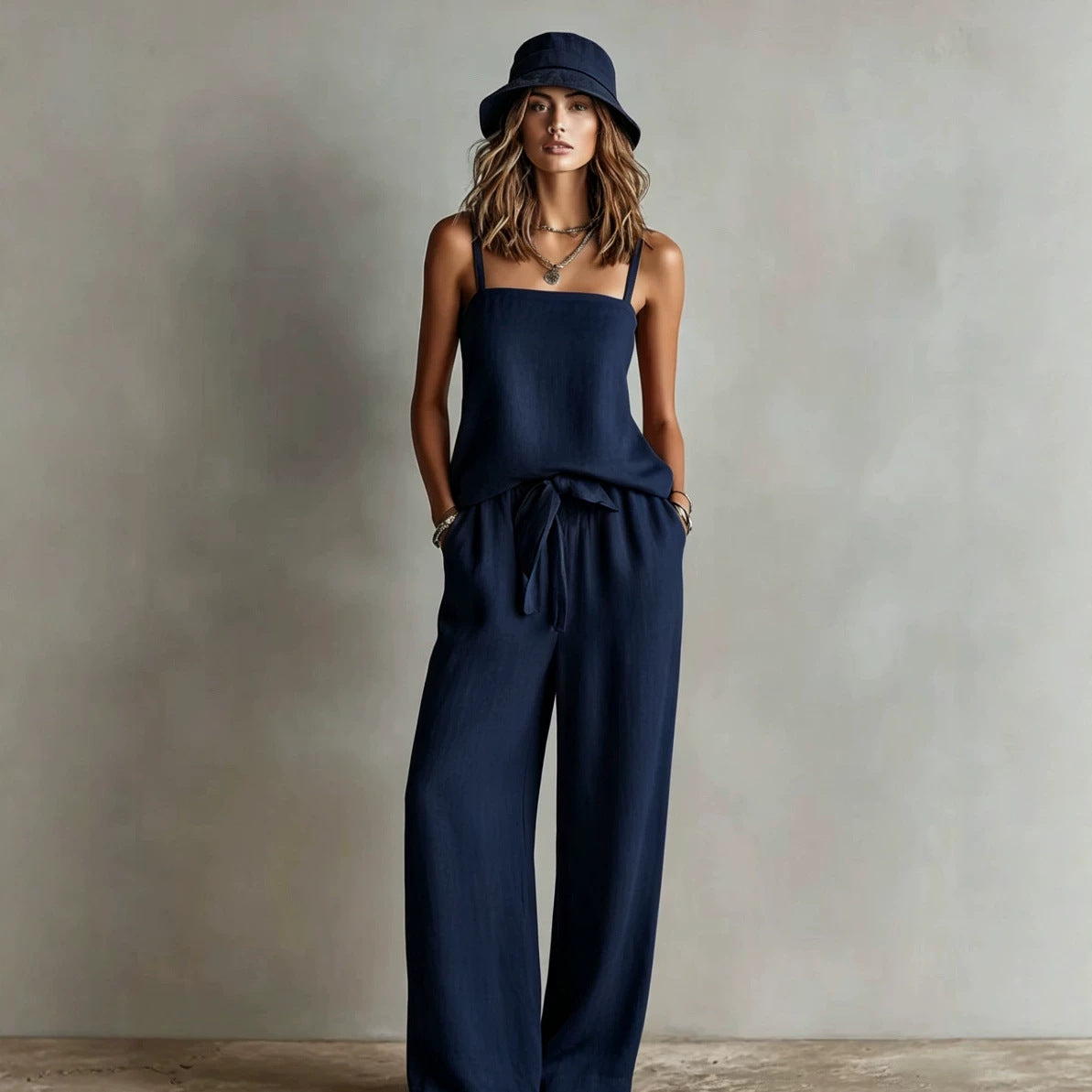 Women's Suspender Wide-Leg Pants Two-Piece Set – Casual Style