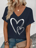 Womens Stylish Printed Slim-fit Short-sleeve Top