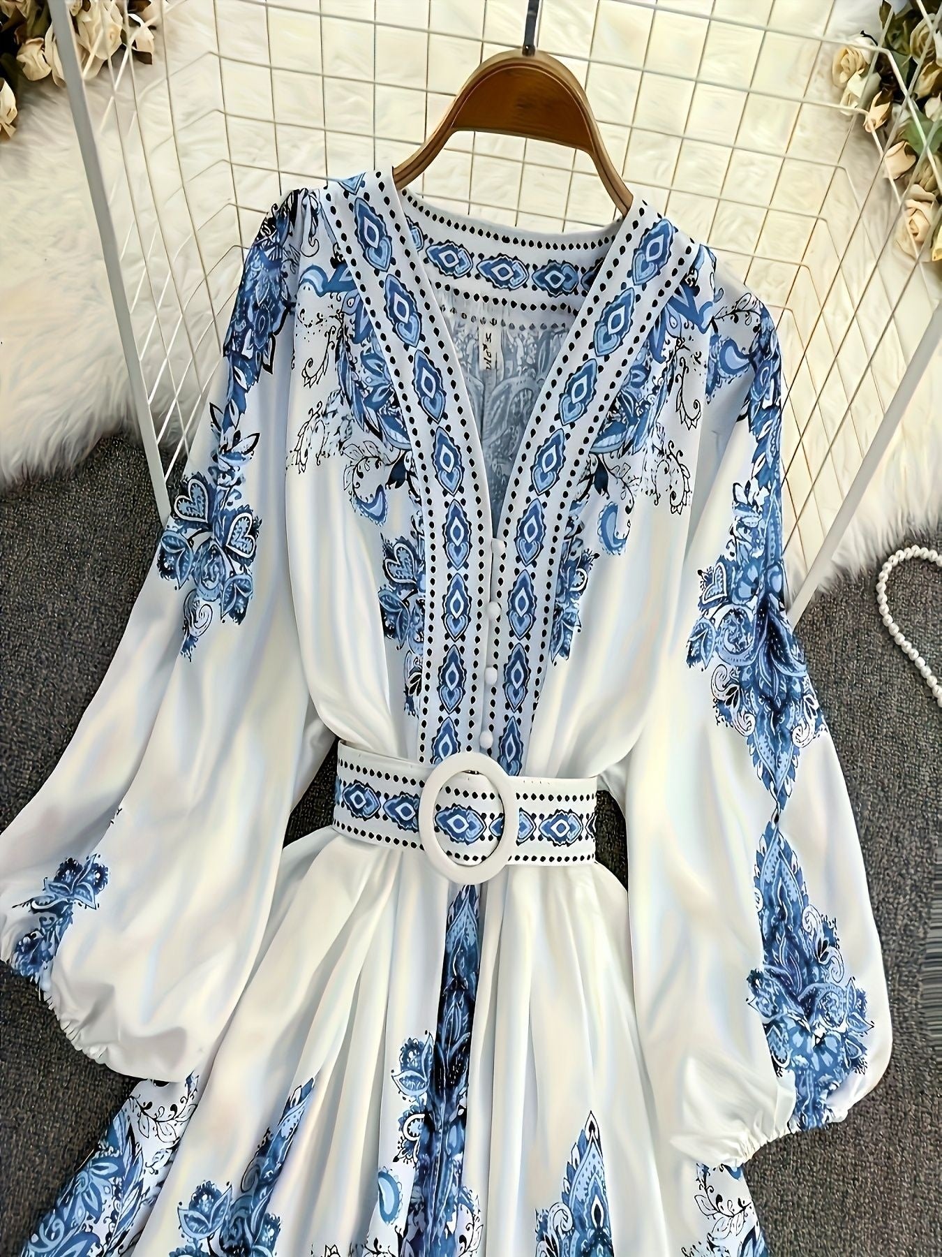 Women's Ethereal Bohemian Printed Dress – High-End Boho