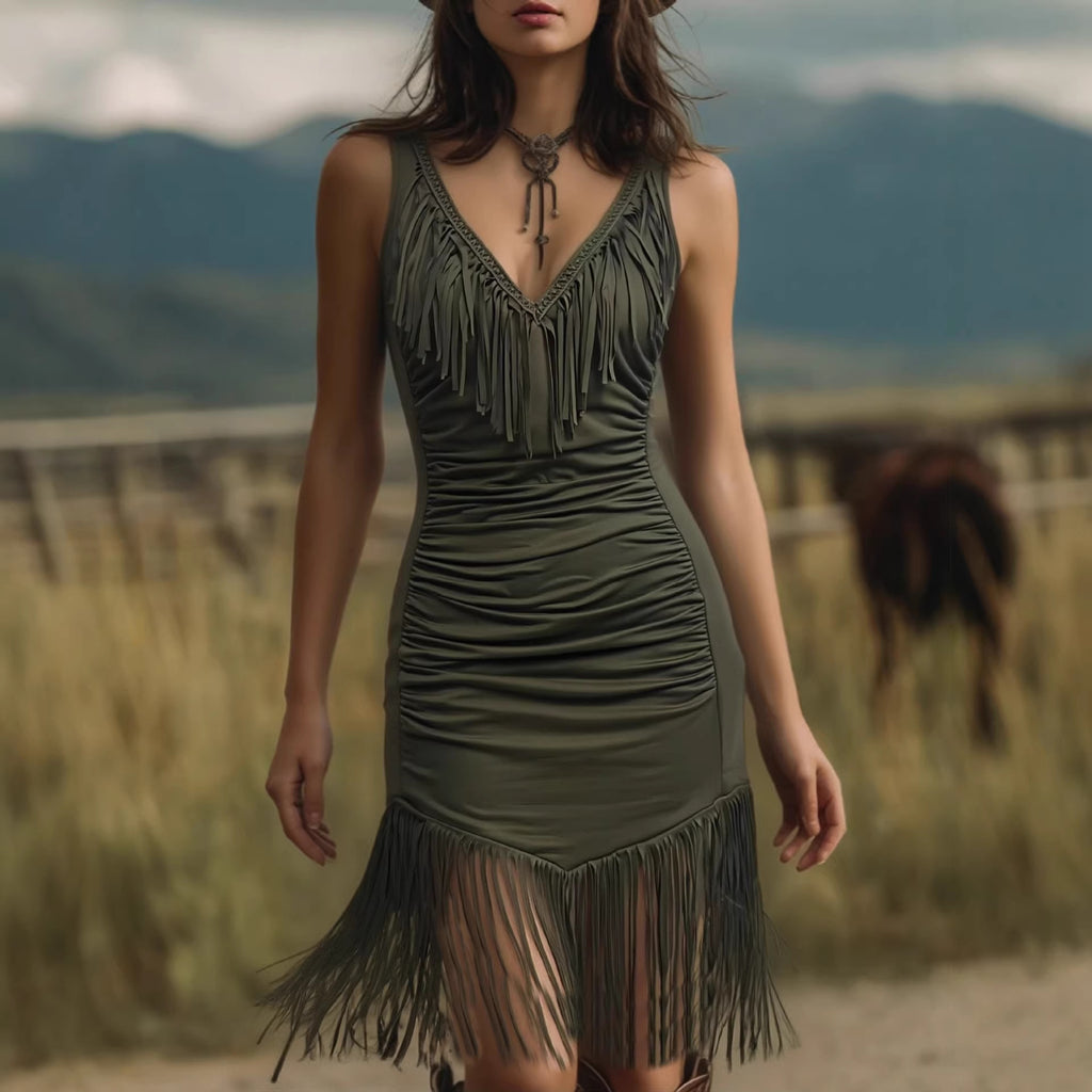 Women's Casual Tassel Dress – Fashionable & Fun