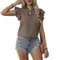 Summer New V-Neck Printed Lace-Up Top