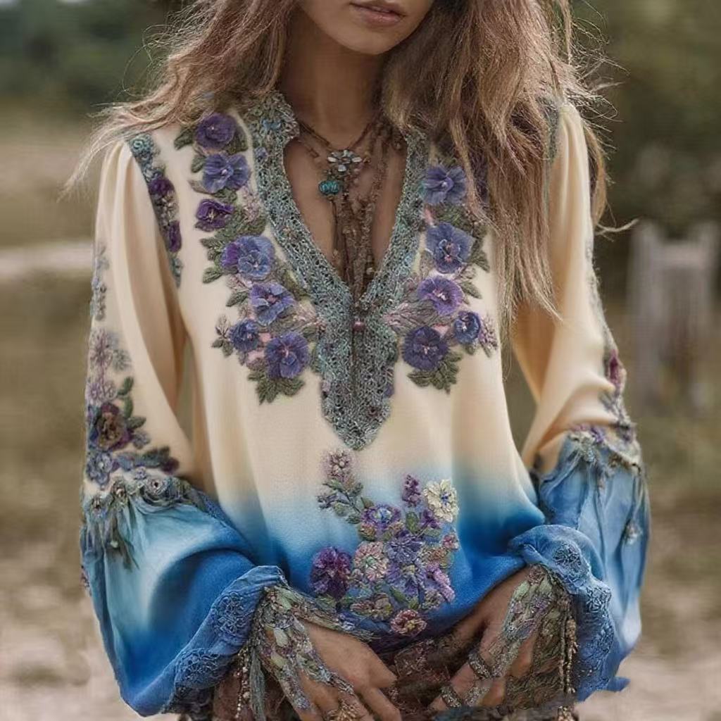Womens Fashionable Loose-fit Printed Casual Shirt