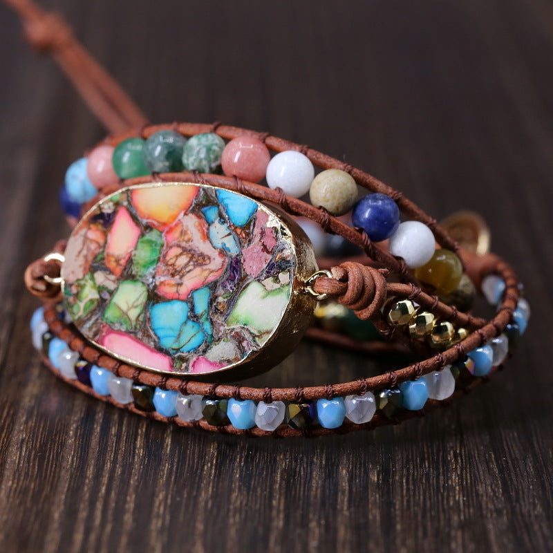 Color Turquoise Hand Woven Five-layer Hand String