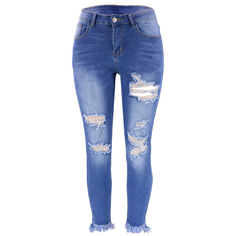 Summer Womens Ripped Skinny Denim Jeans