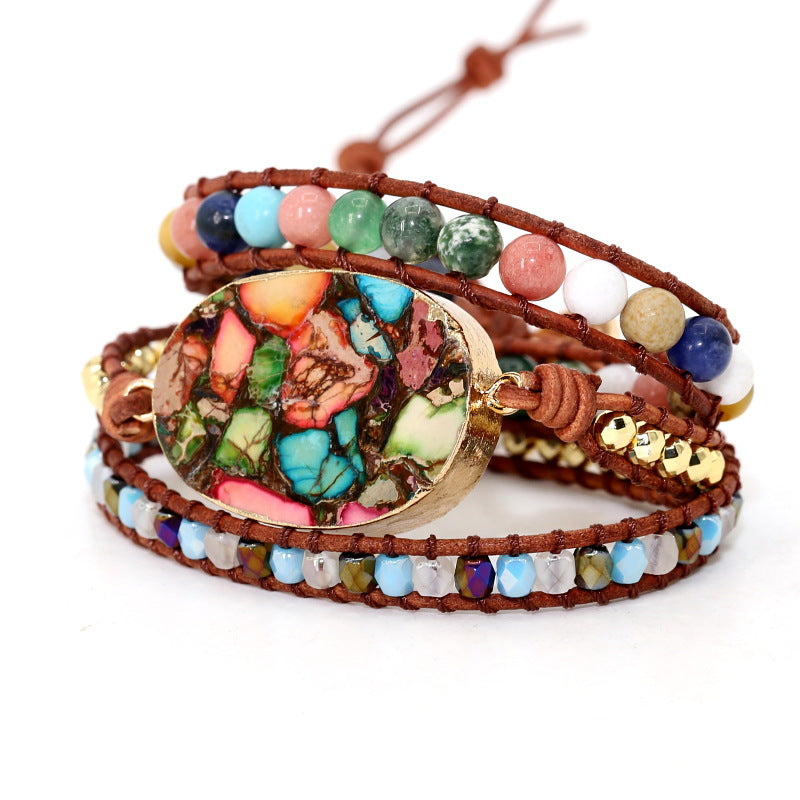 Color Turquoise Hand Woven Five-layer Hand String